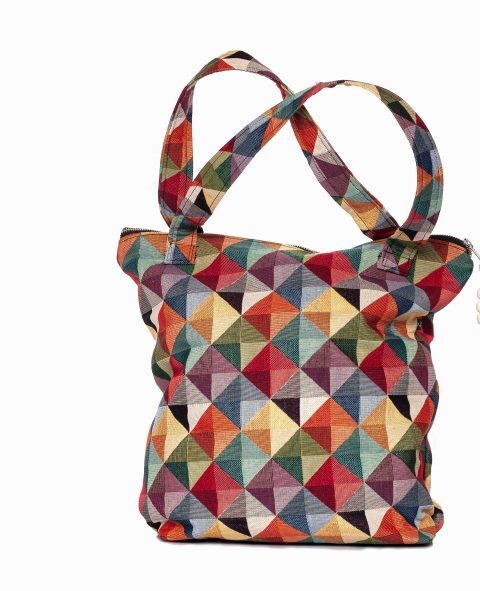 Handgemaakte Kleurrijke Schoudertas stof groot