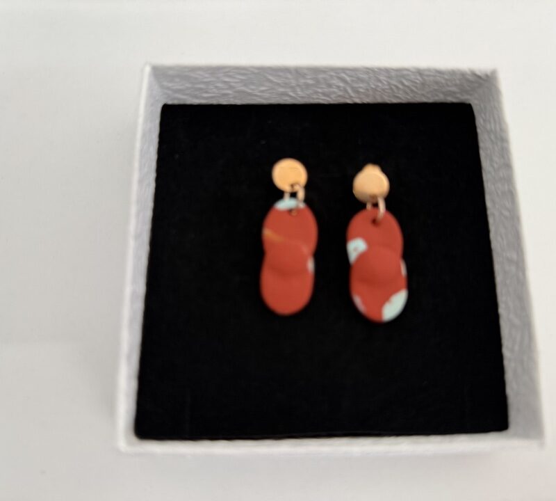 Handgemaakte oorbellen klei | Rood - dubbel