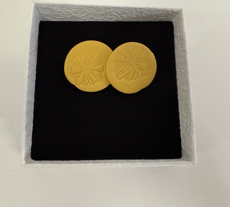 Handgemaakte oorbellen klei |– Gele gestreept