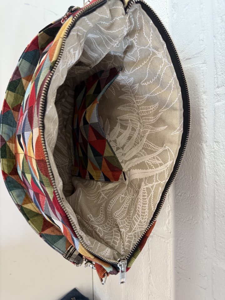 Handgemaakte Kleurrijke Schoudertas stof groot - Afbeelding 3