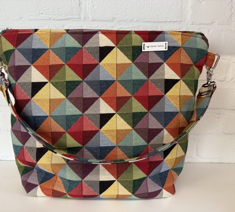 Handgemaakte Kleurrijke Schoudertas stof groot